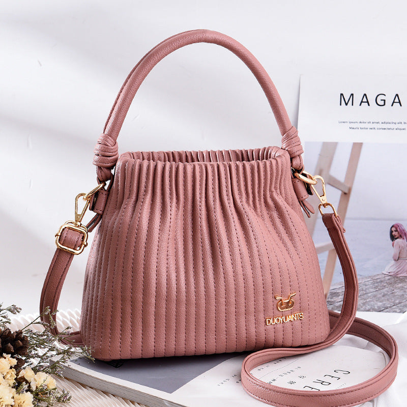 Embroidered Thread Pattern Handbag Super Soft Texture Small Retro Nostalgic Handbag