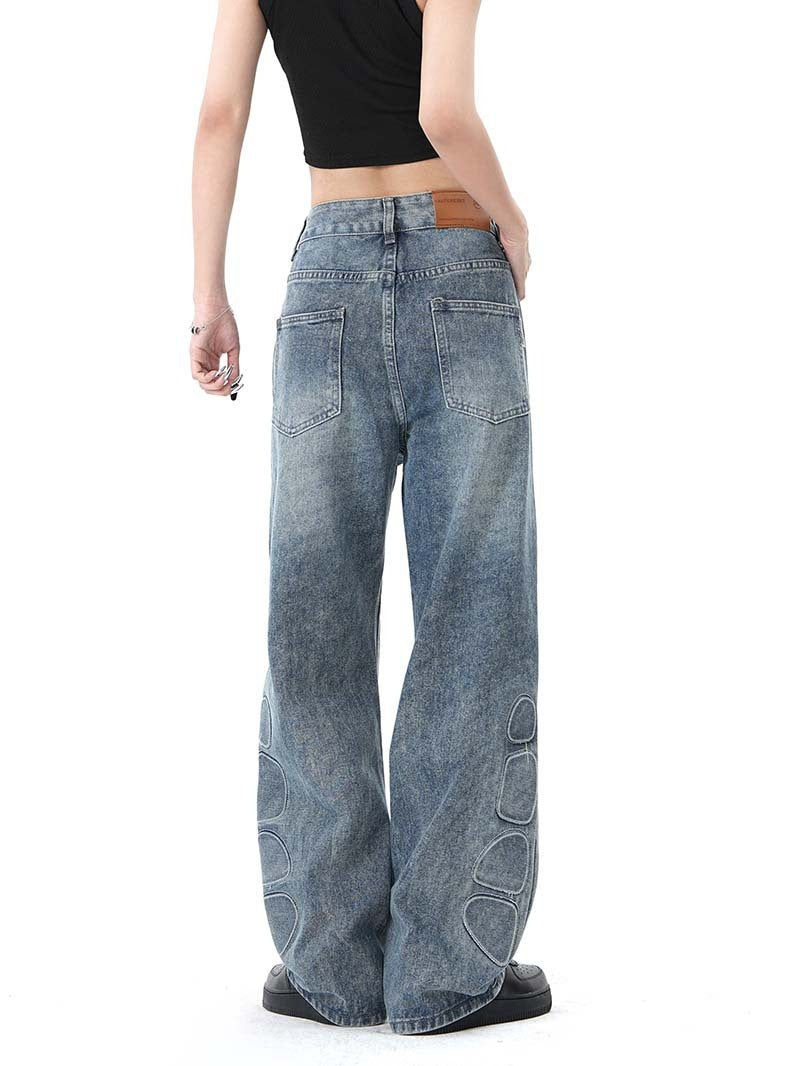 American-style Retro Street Washed Wide-leg Jeans For Men