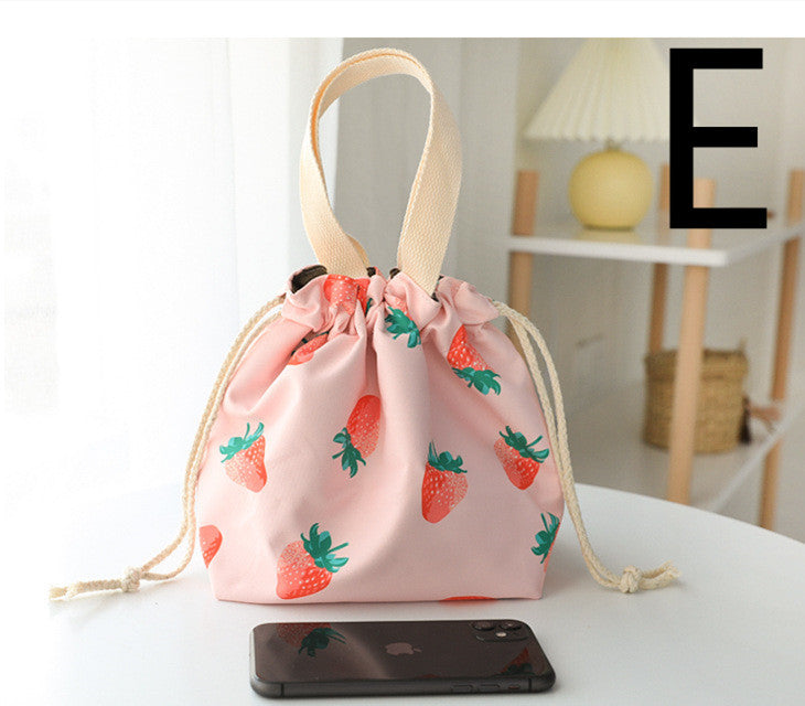 Canvas Handbag Women's Lunch Box Lunch Box Drawstring Cloth Handbag