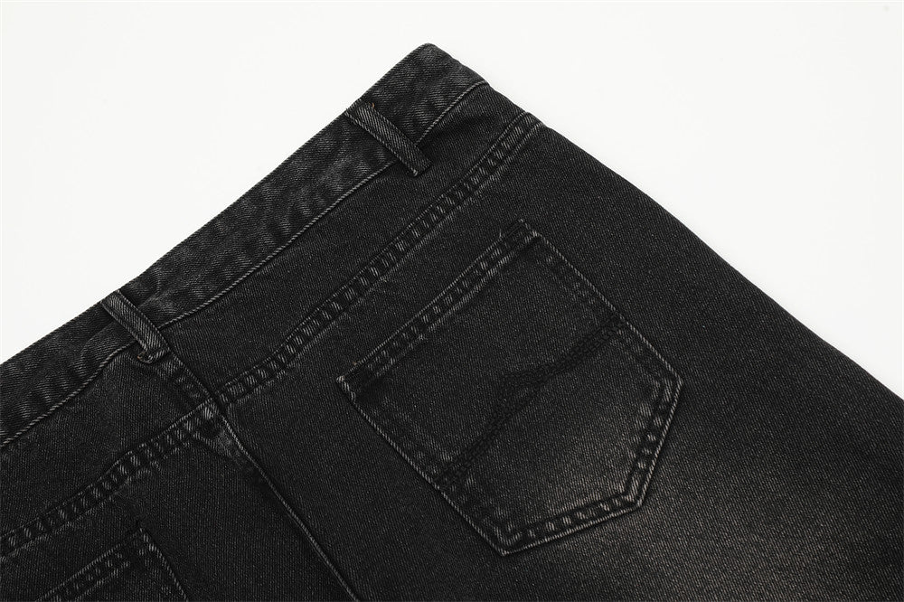 Workwear Washed And Worn Jeans For Men