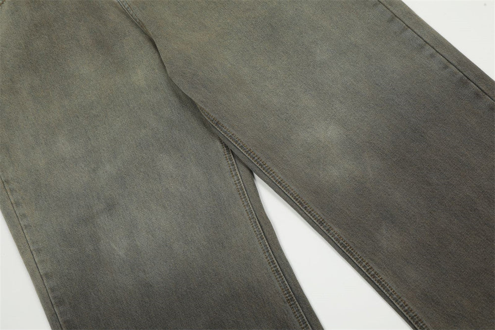 Fashionable Dirty Tie-dye Gradient Jeans For Men