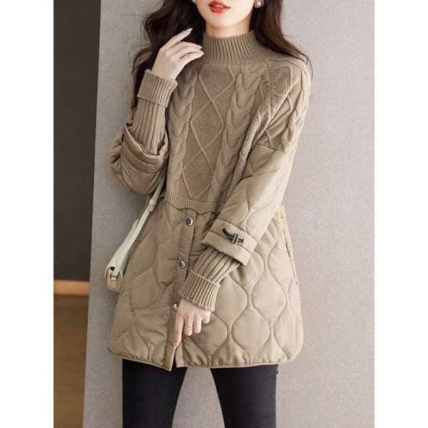 Women's New Winter Cotton-padded Clothes Splicing Knitwear