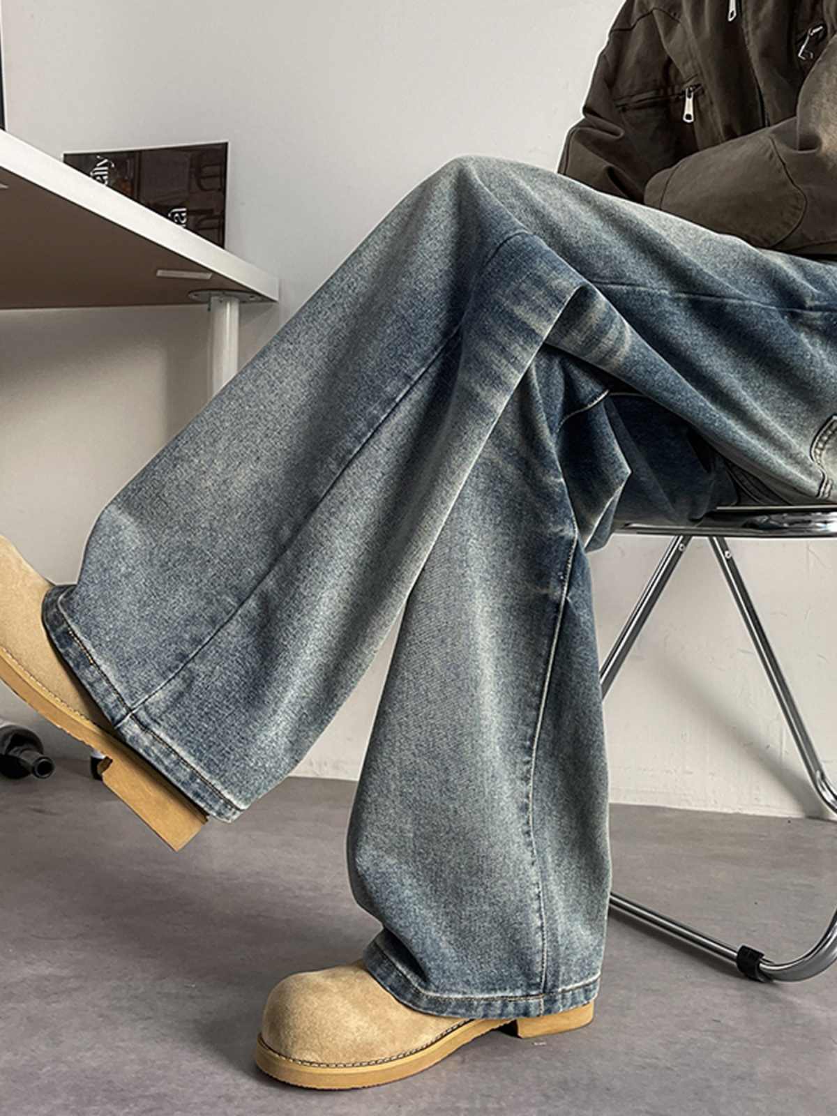 Retro Wide Leg Jeans Men's Oversize Skinny Straight-leg Pants