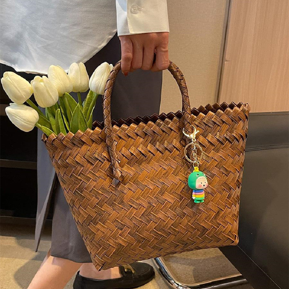 Women's Fashionable Woven Brown Handbag