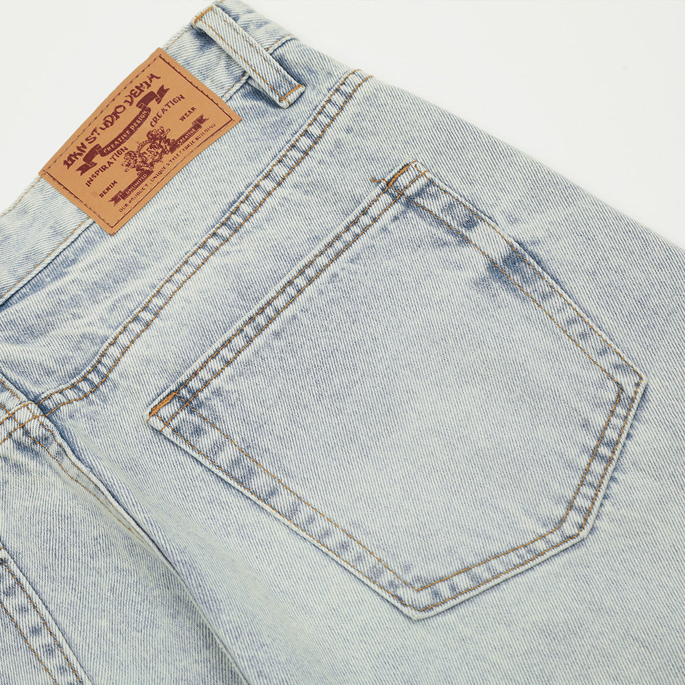 American Retro Wash Light-colored Jeans Men