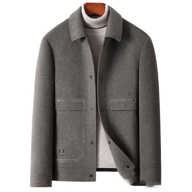Men's Double-faced Woolen Goods Jacket Coat Detachable Down Feather Liner Thick Casual