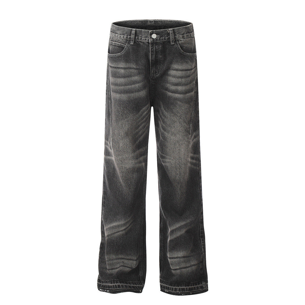 Vintage Washed Cat Beard Indentation Jeans For Men