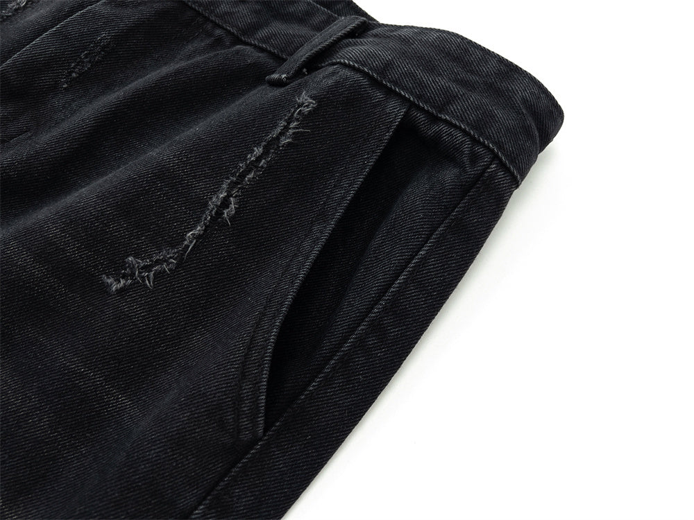 Scrape Ripped Wide-legged Jeans For Men