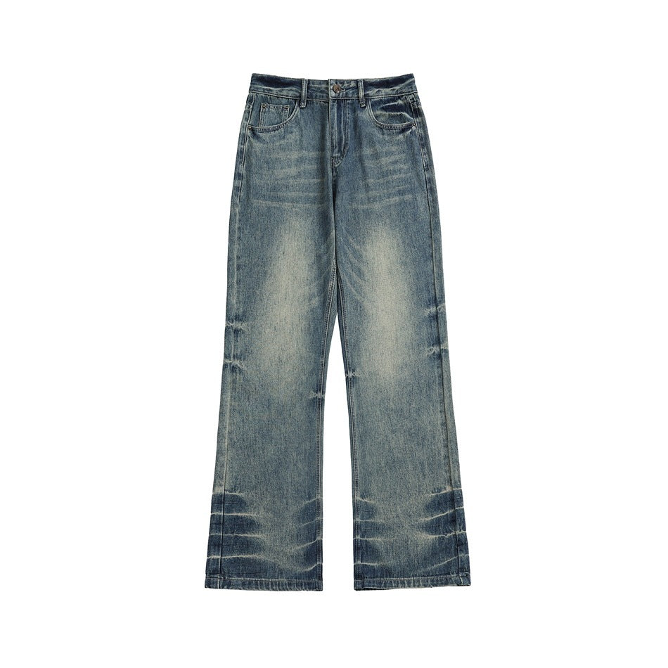 Retro Washed Denim Trousers Bell-bottom Pants