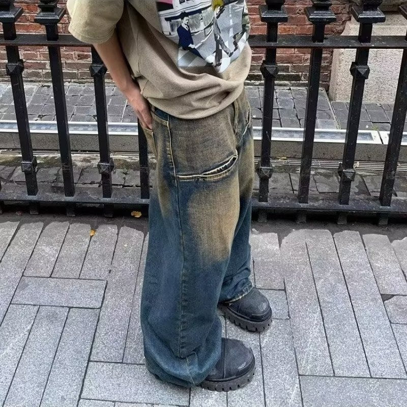 Contrast Color Retro Jeans For Men And Women