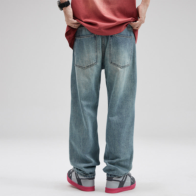 American Retro Fashion Stitching Jeans Men