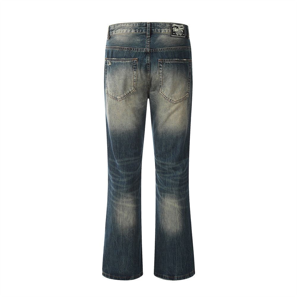 White Color Blocking Ripped Jeans For Men