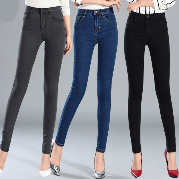 Jeans Trousers And Feet Pants Are Thin And Tight Elastic Women