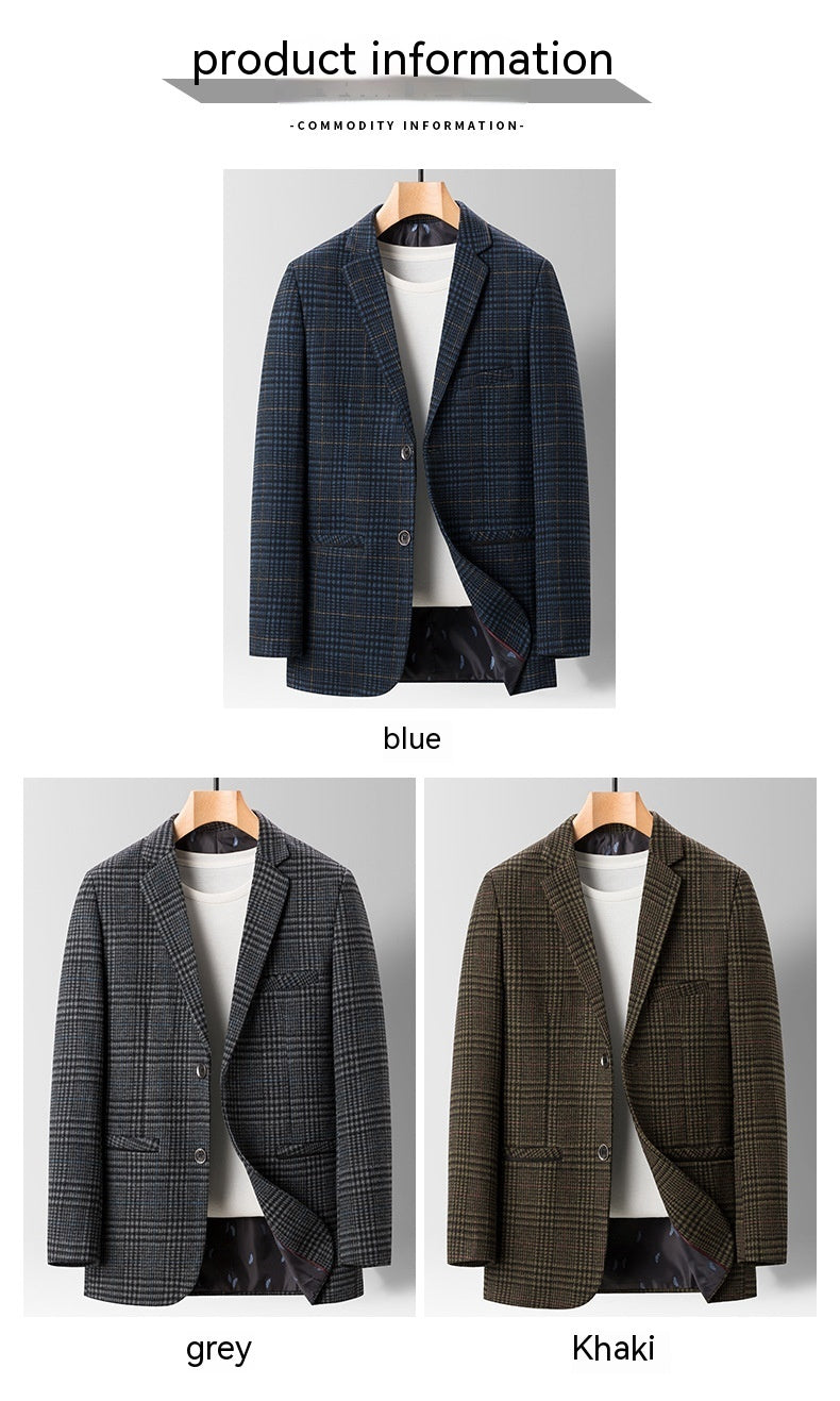 Spring Summer Slim-fit Casual Plaid Men's Suit Jackets