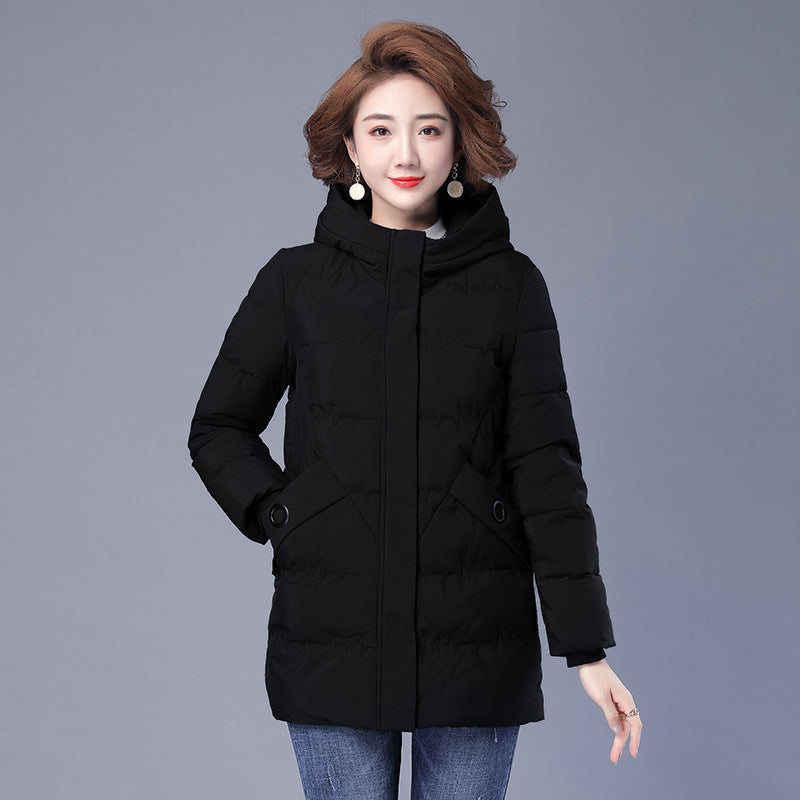 Down Cotton Clothing Coat Women's Mid-length Loose Thick