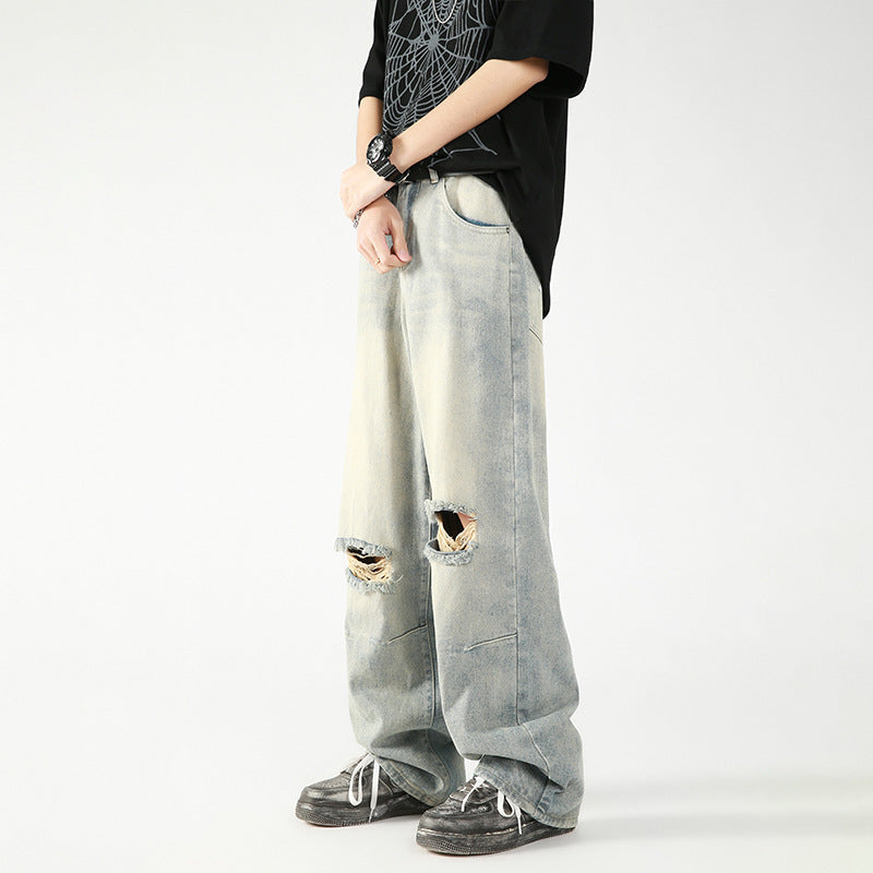 Men's Summer American Washed Broken Holes Pants