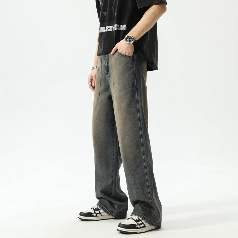 Retro Washed Distressed Stitching Jeans For Men