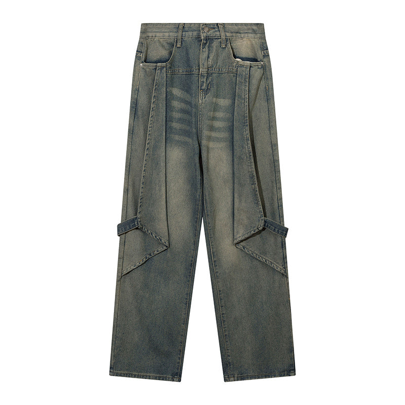 Fashion Personalized Washed Wide-leg Jeans Men