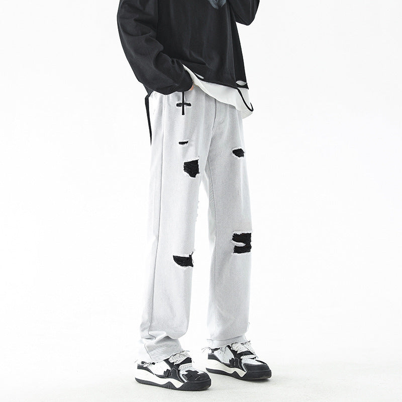Fashion Personality American White Jeans Men