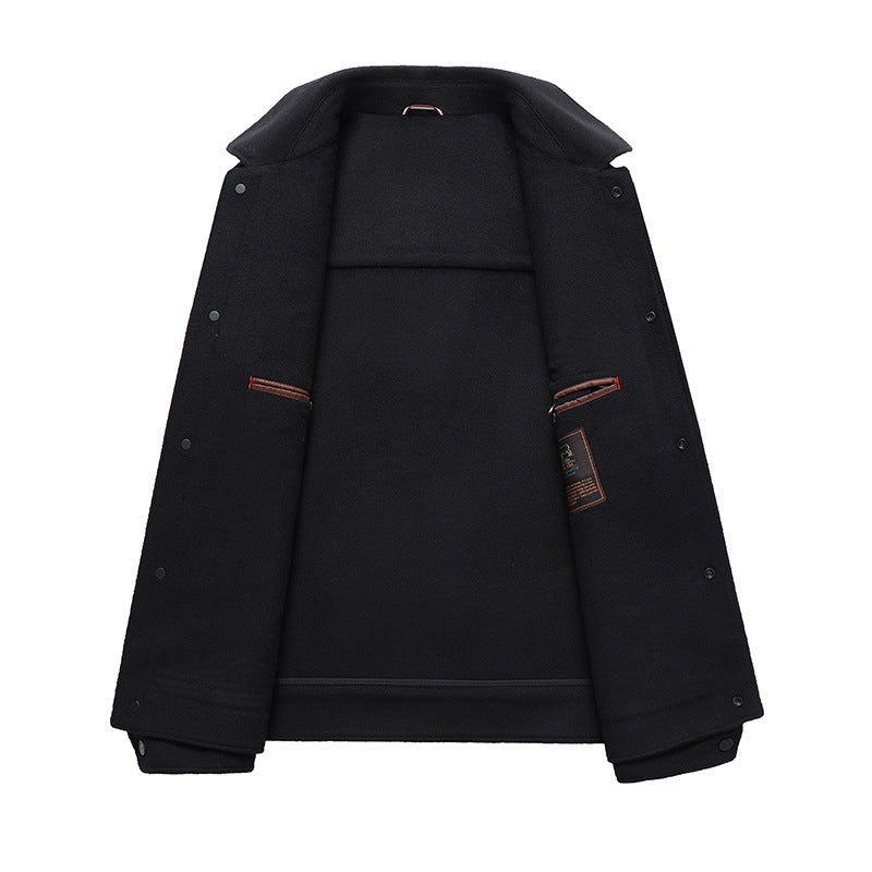 Men's Double-faced Woolen Goods Jacket Coat Detachable Down Feather Liner Thick Casual