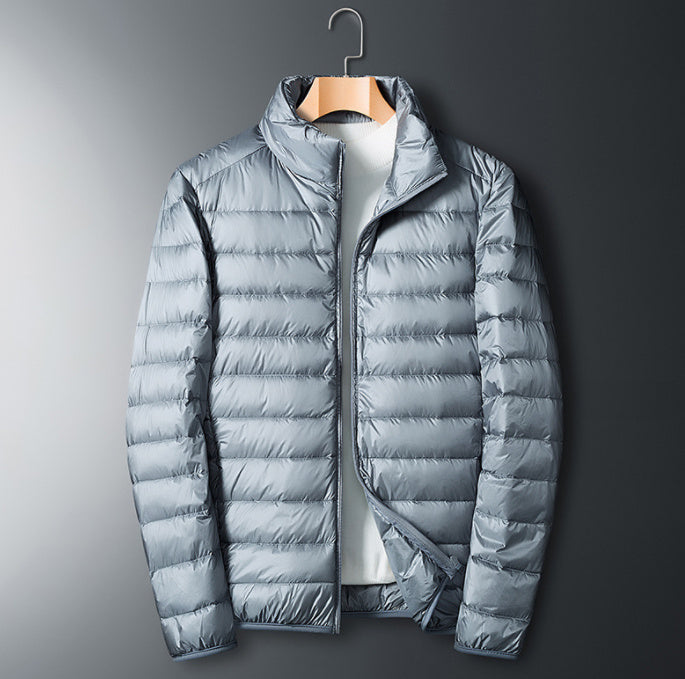 Sheer hooded down jacket