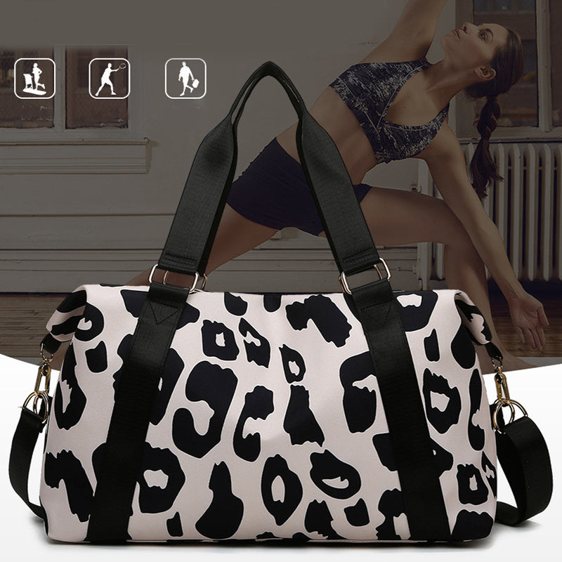 Women Travel Duffel Bag Cow Pattern Handbag Fitness Sports Shoulder Bags