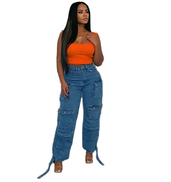 2024 new Ins Trendy Cargo Pants Women'S Jeans Streetwear Plus Size Women'S Jeans With Multiple Pockets clothing lady