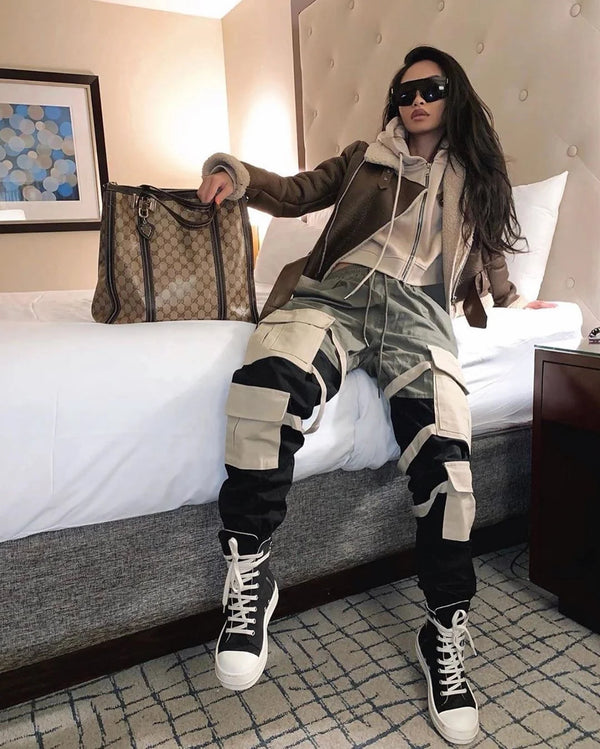 2021 Women's Sport casual Pants Extra Size Streetwear Spring Summer Trousers Girls Multi-Pocket Camo Cargo Pants