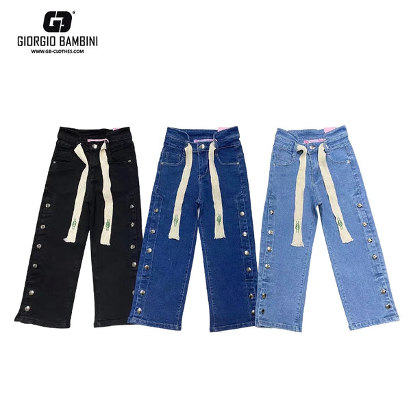 Autumn & Winter High-Waist Girls Jeans with Pockets