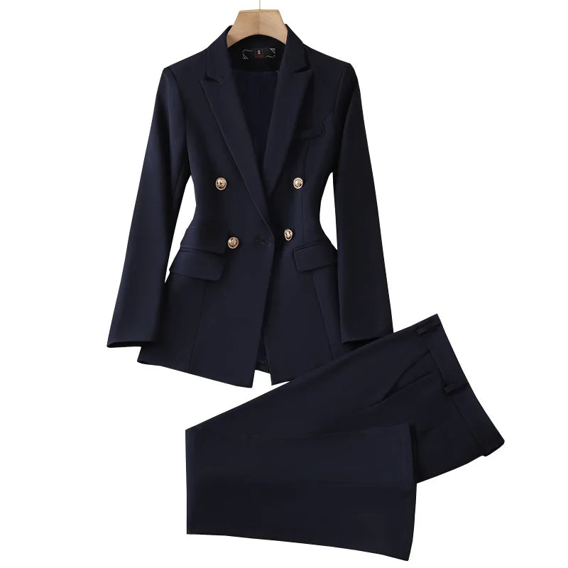 2024 Office Lady Women&apos;s Suit + Long Pants 2 piece Set Suits Business Wear Formal Small New Fashion Elegant Coat Suits