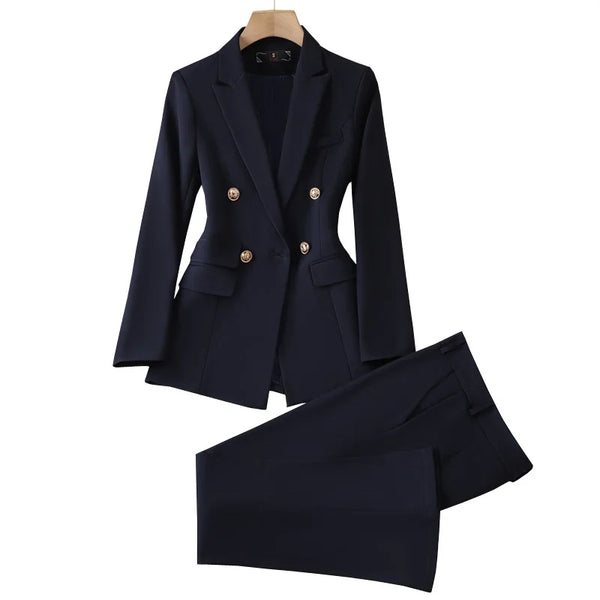 2024 Office Lady Women's Suit + Long Pants 2 piece Set Suits Business Wear Formal Small New Fashion Elegant Coat Suits