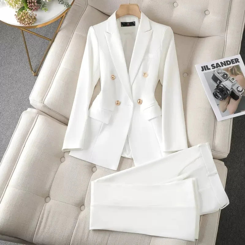 2024 Office Lady Women&apos;s Suit + Long Pants 2 piece Set Suits Business Wear Formal Small New Fashion Elegant Coat Suits