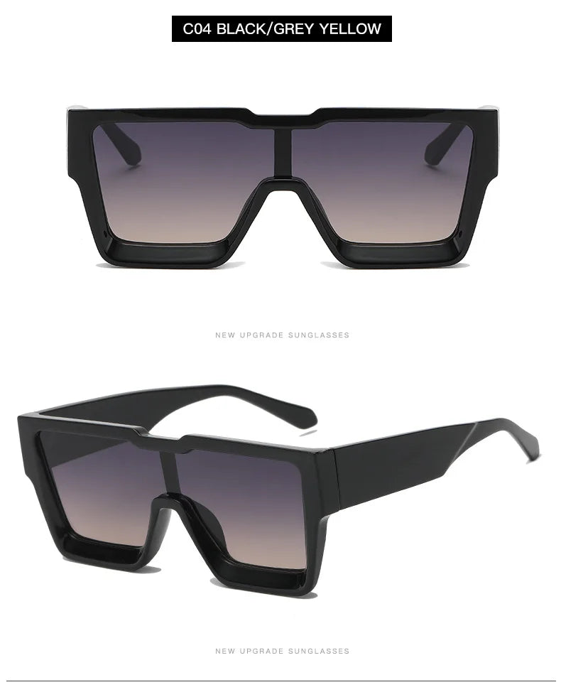 2023 Black Women Fashion One Piece Square Recessed Frame Custom Logo Luxury Thick Leg Famous Designer Brand Sunglasses Thick Arm