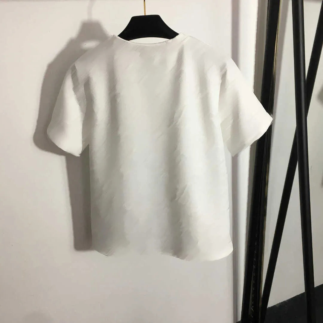 23ss womens designer clothing Womens Tracksuits Presbyopia logo embossed short sleeve T-shirt elastic waist casual wide leg trousers set Women Clothes