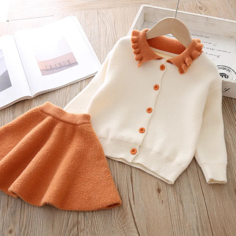 Baby Girl Clothes Sweater Set 0-5Y Spring Autumn Kids Girl Cute Princess Cashmere Sweater with Skirt 2Piece Set Children Clothing