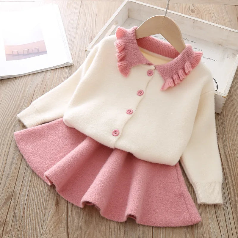Baby Girl Clothes Sweater Set 0-5Y Spring Autumn Kids Girl Cute Princess Cashmere Sweater with Skirt 2Piece Set Children Clothing