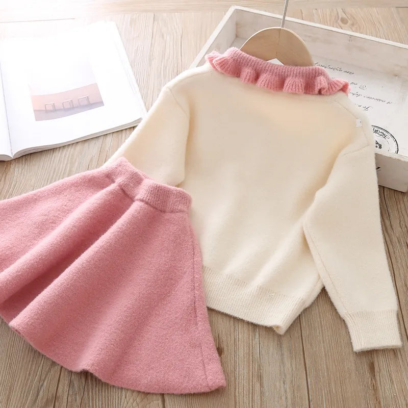 Baby Girl Clothes Sweater Set 0-5Y Spring Autumn Kids Girl Cute Princess Cashmere Sweater with Skirt 2Piece Set Children Clothing