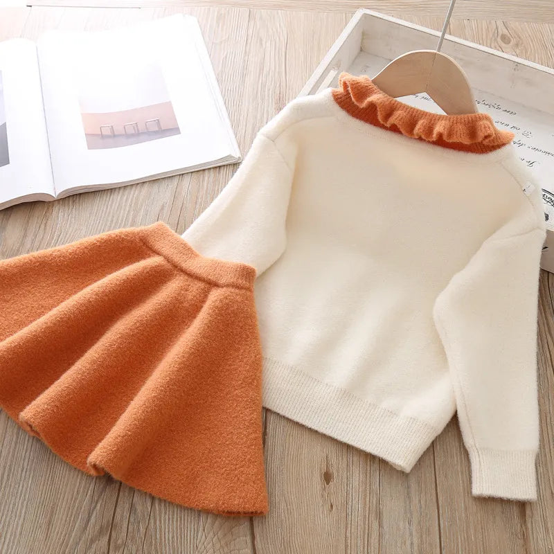 Baby Girl Clothes Sweater Set 0-5Y Spring Autumn Kids Girl Cute Princess Cashmere Sweater with Skirt 2Piece Set Children Clothing