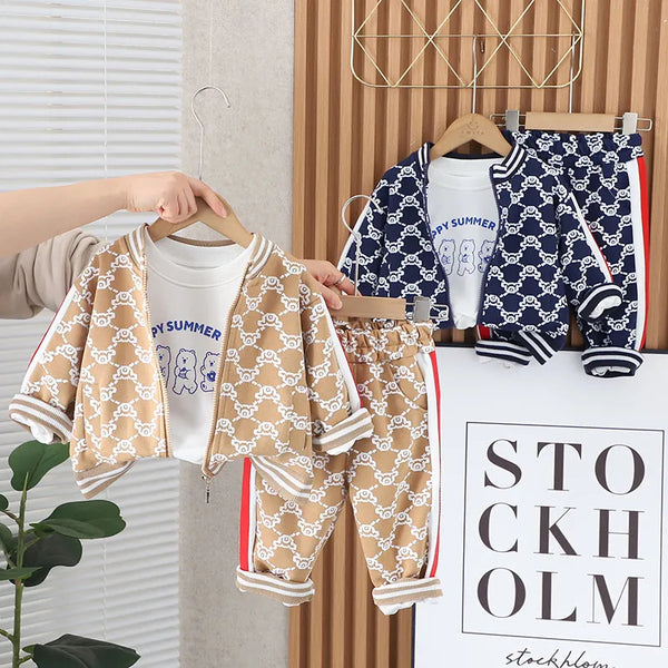Baby Boys Clothes Sets Spring Autumn Kids Fashion Cotton Knitting Cardigan Shirt Pants 3pcs for Children Boys Sports Suit