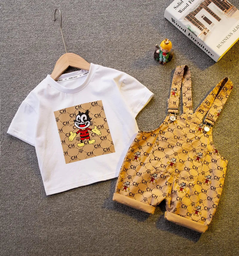 Baby Boy Girl Summer Sets Cotton Infant Children Clothes Print Costume for Kids 1 2 3 4 Years Short Outfits 2 Pieces