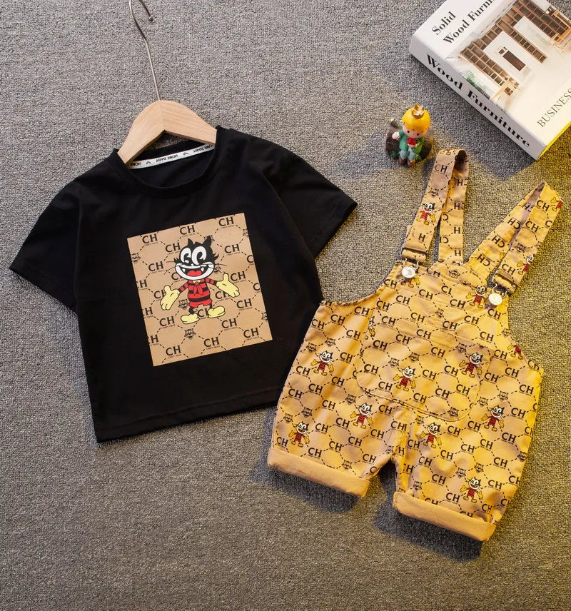 Baby Boy Girl Summer Sets Cotton Infant Children Clothes Print Costume for Kids 1 2 3 4 Years Short Outfits 2 Pieces