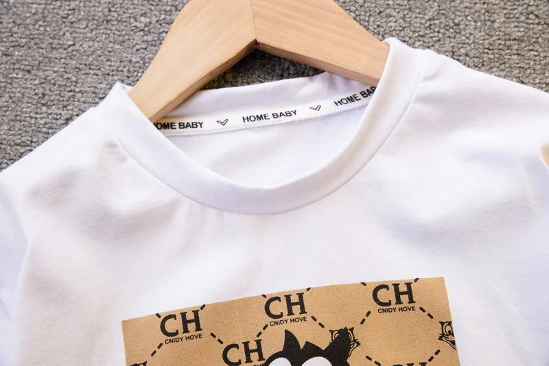 Baby Boy Girl Summer Sets Cotton Infant Children Clothes Print Costume for Kids 1 2 3 4 Years Short Outfits 2 Pieces