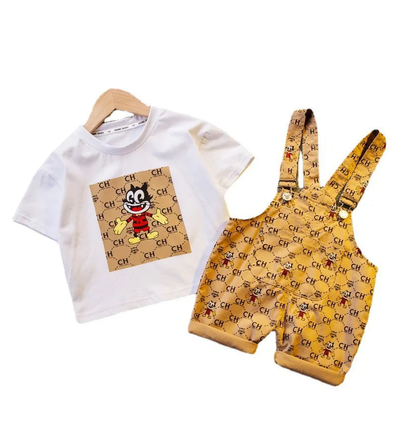 Baby Boy Girl Summer Sets Cotton Infant Children Clothes Print Costume for Kids 1 2 3 4 Years Short Outfits 2 Pieces