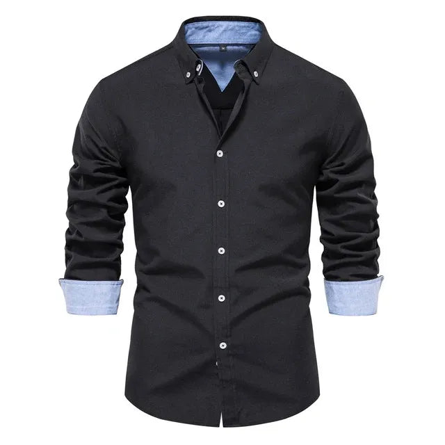 AIOPESON Autumn Cotton Mens Oxford Shirt Long Sleeve Button Down Social Business Casual Shirts for Men 240201