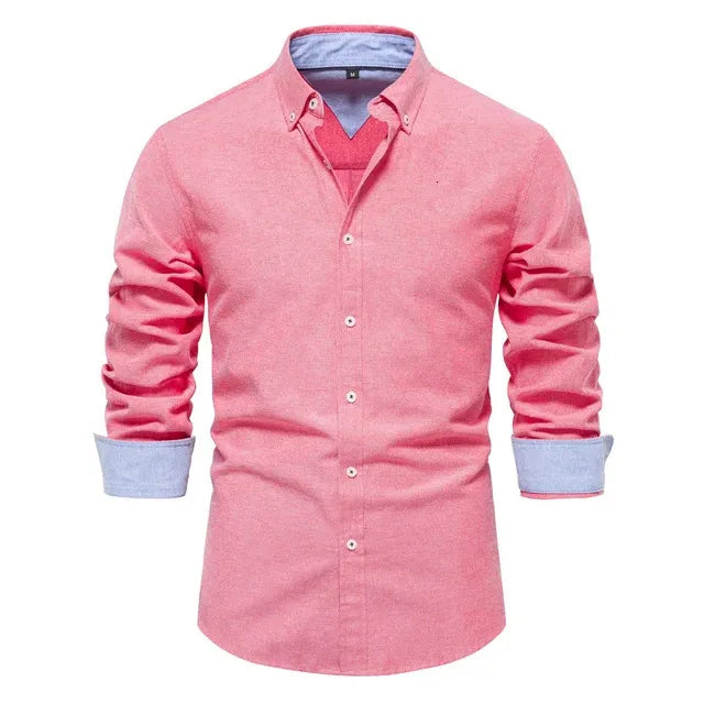 AIOPESON Autumn Cotton Mens Oxford Shirt Long Sleeve Button Down Social Business Casual Shirts for Men 240201