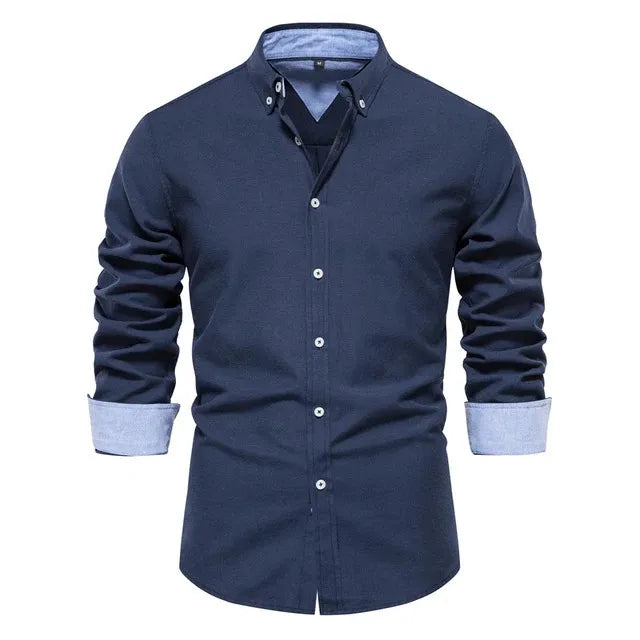 AIOPESON Autumn Cotton Mens Oxford Shirt Long Sleeve Button Down Social Business Casual Shirts for Men 240201