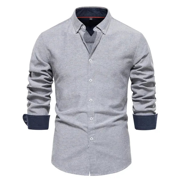 AIOPESON Autumn Cotton Mens Oxford Shirt Long Sleeve Button Down Social Business Casual Shirts for Men 240201