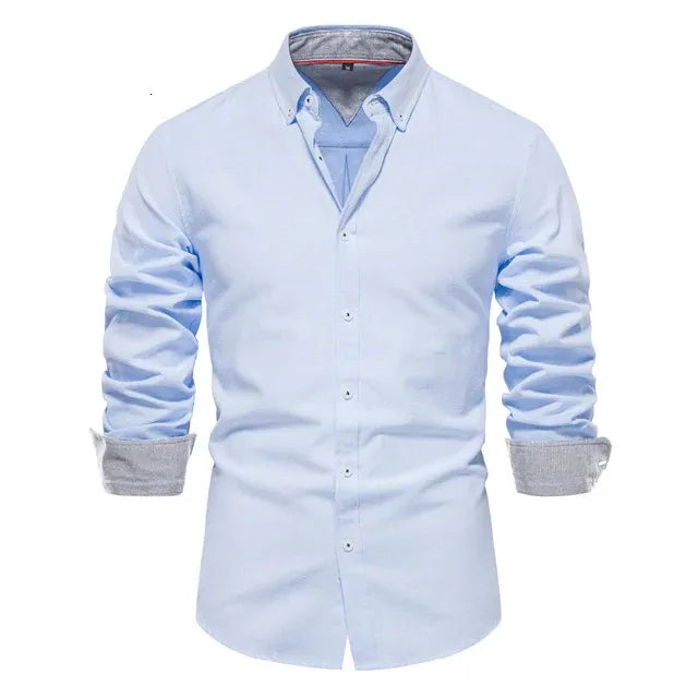 AIOPESON Autumn Cotton Mens Oxford Shirt Long Sleeve Button Down Social Business Casual Shirts for Men 240201