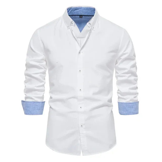 AIOPESON Autumn Cotton Mens Oxford Shirt Long Sleeve Button Down Social Business Casual Shirts for Men 240201