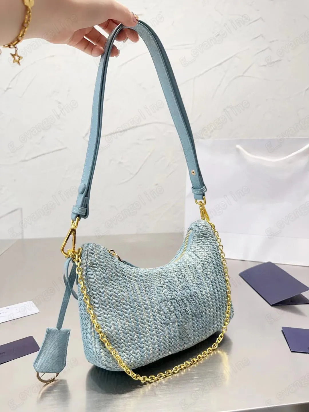 2024 Woman Straw Bags Bucket Bag Nylon Shoulder Hobos Chain Handbags Designer Crossbody Lady Small Totes